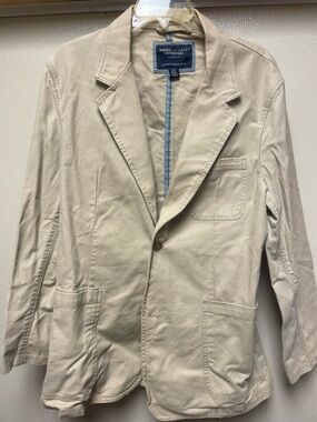 American Eagle Outfitters Men's Beige Cotton Shirt Jacket Blazer